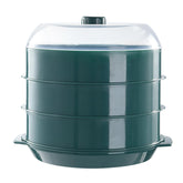 Kuber Industries Microwave Oven Steamer With Handle & Lid (1 Cover +3 Box +1 Base) | Green